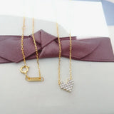 925 Silver Yellow Love Heart Zircon Pendant Necklace Women Gift