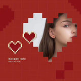 925 Sterling Silver Pixel Love Heart Stud Earrings