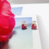 925 Sterling Silver Pixel Love Heart Stud Earrings