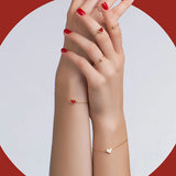 925 Silver Yellow Red Pixel Love Heart Bracelet Women Fine Jewelry