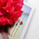 925 Silver Yellow Red Pixel Love Heart Bracelet Women Fine Jewelry