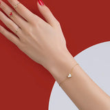 925 Silver Yellow Red Pixel Love Heart Bracelet Women Fine Jewelry