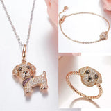Golden Retriever Puppy Bracelet Rose Plated Zirconia