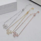 925 Silver CZ Flower Clover Bracelet for Women