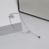 925 Silver CZ Flower Clover Bracelet for Women