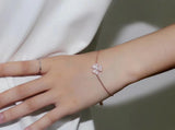 925 Silver CZ Flower Clover Bracelet for Women