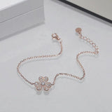 925 Silver CZ Flower Clover Bracelet for Women