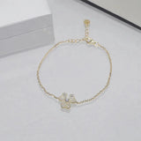 925 Silver CZ Flower Clover Bracelet for Women