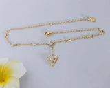 925 Silver Triangle Anklet with Zircon Women Foot Jewelry
