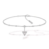 925 Silver Triangle Anklet with Zircon Women Foot Jewelry