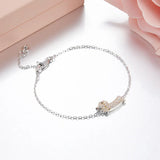 925 Silver Puppy Chain Bracelet CZ Dog Charm for Women