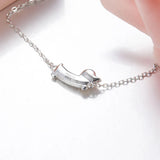 925 Silver Puppy Chain Bracelet CZ Dog Charm for Women