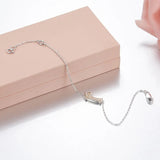 925 Silver Puppy Chain Bracelet CZ Dog Charm for Women