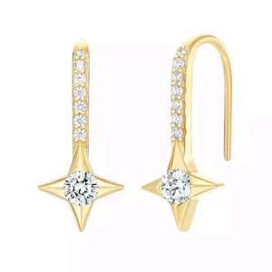 925 Silver Rhombus Earrings with CZ Stones for Women, Girls
