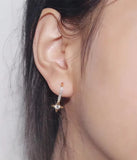925 Silver Rhombus Earrings with CZ Stones for Women, Girls