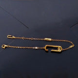 925 Silver Safety Pin Bracelet with Zircon Rose Bead in 3 Colors