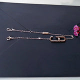 925 Silver Safety Pin Bracelet with Zircon Rose Bead in 3 Colors