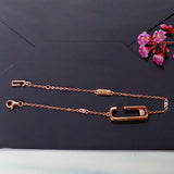 925 Silver Safety Pin Bracelet with Zircon Rose Bead in 3 Colors