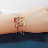 925 Silver Safety Pin Bracelet with Zircon Rose Bead in 3 Colors