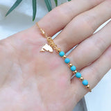 925 Silver Shark Charm Anklet with Turquesa Women Foot Jewelry