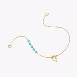 925 Silver Shark Charm Anklet with Turquesa Women Foot Jewelry