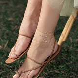 925 Silver CZ Yellow Lucky Eye Anklet - Women's Summer Foot Jewelry