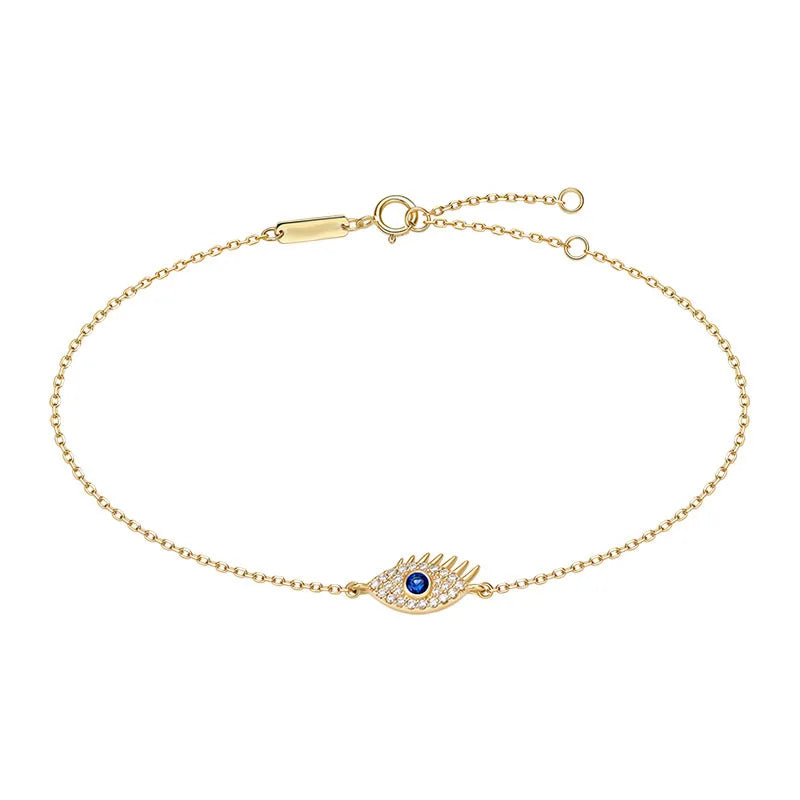 925 Silver CZ Yellow Lucky Eye Anklet - Women's Summer Foot Jewelry