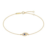 925 Silver CZ Yellow Lucky Eye Anklet - Women's Summer Foot Jewelry
