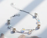 925 Silver Double Row Shell Pearl Bracelet