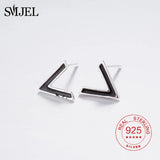 SMJE 925 Sterling Silver V Shape Stud Earrings For Women