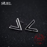 SMJE 925 Sterling Silver V Shape Stud Earrings For Women