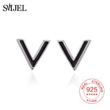 SMJE 925 Sterling Silver V Shape Stud Earrings For Women