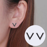 SMJE 925 Sterling Silver V Shape Stud Earrings For Women