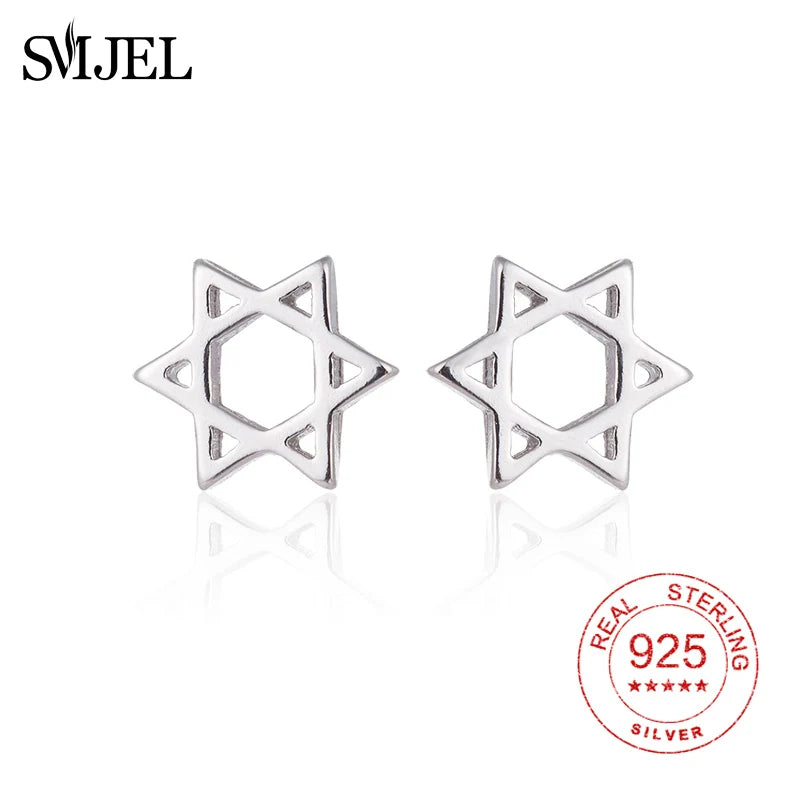 925 Silver Magen Star of David Earrings Judaica Jewelry Birthday Gift