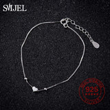 925 Silver Bracelet Tiny Heart Bead Charm Link Chain Bangles & Bracelets