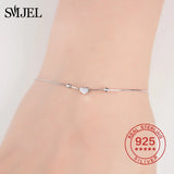925 Silver Bracelet Tiny Heart Bead Charm Link Chain Bangles & Bracelets