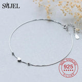 925 Silver Bracelet Tiny Heart Bead Charm Link Chain Bangles & Bracelets