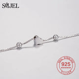 925 Silver Bracelet Tiny Heart Bead Charm Link Chain Bangles & Bracelets