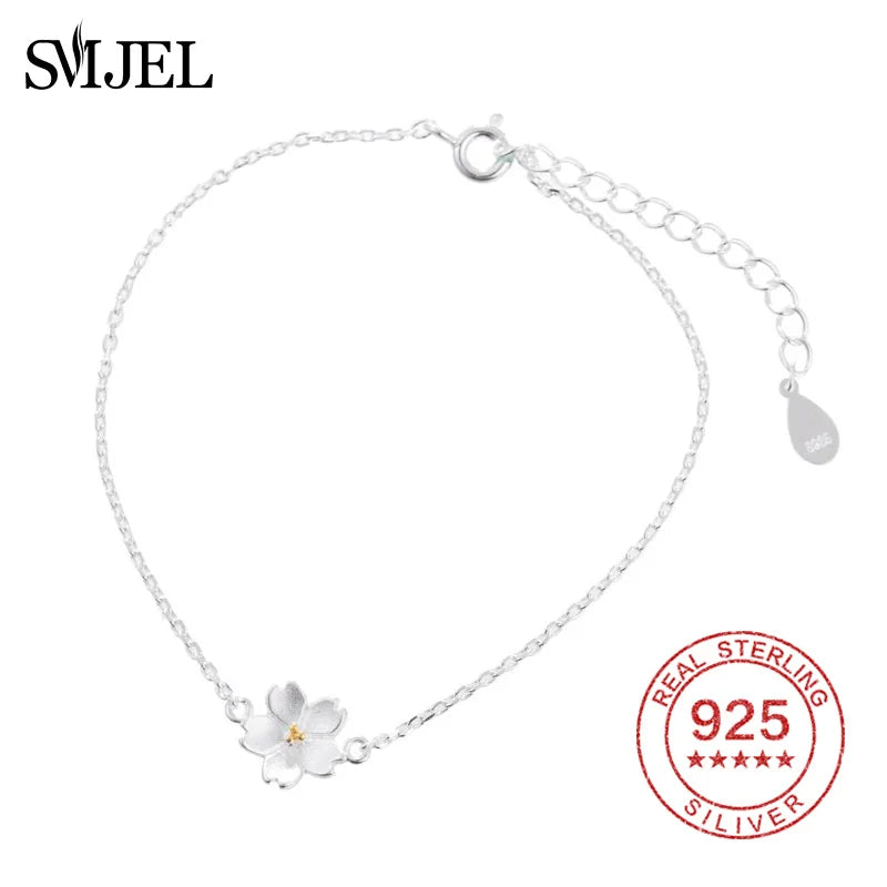 925 Silver Daisy Flower Women Bracelet Mother's Gift