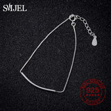 925 Silver Thin Sideways Strip Bar Bracelet Women BFF Jewelry