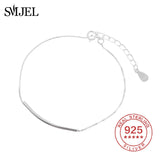 925 Silver Thin Sideways Strip Bar Bracelet Women BFF Jewelry