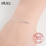 925 Silver Thin Sideways Strip Bar Bracelet Women BFF Jewelry
