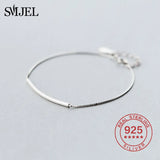 925 Silver Thin Sideways Strip Bar Bracelet Women BFF Jewelry