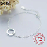 925 Sterling Silver Circle Chain Link Bracelet for Women