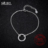 925 Sterling Silver Circle Chain Link Bracelet for Women