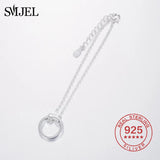 925 Sterling Silver Circle Chain Link Bracelet for Women