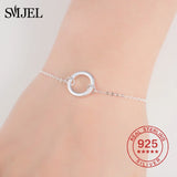 925 Sterling Silver Circle Chain Link Bracelet for Women