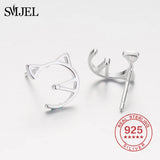 Silver 925 Cat Earrings for Women Kids Hollow Cat Stud Earrings