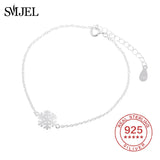 925 Sterling Silver Snowflake Bracelet Chain Link Jewelry Christmas