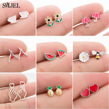 Real 925 Sterling Silver Earrings for Women Kids Jewelry